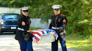 Photo of A Little Hero Dog Dies, 2 Marines Take His Tiny Casket And Carry Him Home – He Also received the traditional 21-gun salute.