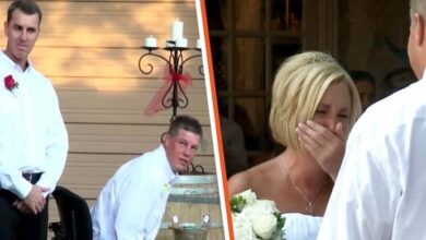 Photo of Man in Wheelchair Secretly Learns to Walk to Surprise Fiancée on Wedding Day: ‘Most Amazing Human’