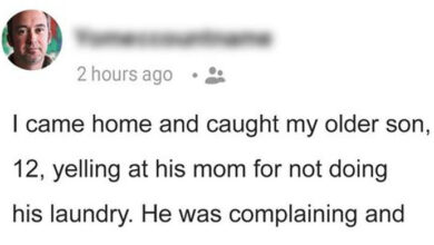 Photo of Dad Catches Son, 12, Yelling at Hardworking Mom for Not Doing His Laundry