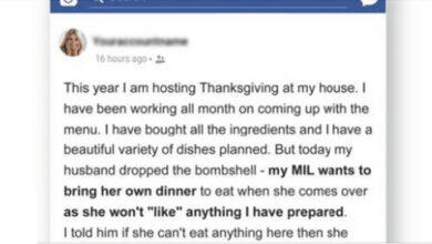 Photo of My Mother-In-Law Doesn’t Want to Eat Thanksgiving Dinner I Cook, Plans to Bring Her Own Meals
