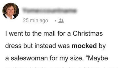 Photo of Sales Woman Humiliates Customer About Her Size, Then Meets Her at Boyfriend’s Home for Christmas