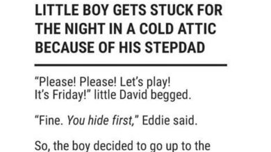 Photo of Little Boy Spends the Night in a Cold Attic Playing Hide-and-Seek with His Stepfather