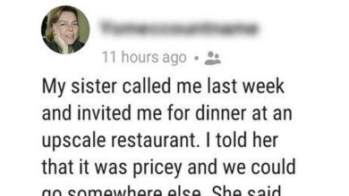 Photo of WOMAN’S SISTER INVITED HER TO A FANCY RESTAURANT, THEN HER SISTER LEFT THE WOMAN TO PAY THE BILL