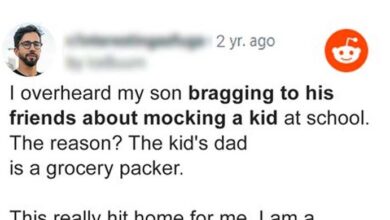 Photo of Lawyer Hears His Son Mock a Boy Whose Dad Packs Groceries at a Store