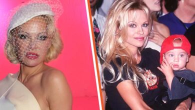 Photo of Pamela Anderson, 56, Poses with Her Grown-Up Son on the Red Carpet, Sparking a Stir over Her Hairdo