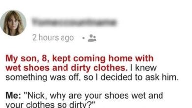 Photo of My Son Kept Coming Home with His Shoes Wet and Clothes Dirty – I Found Out He Was Hiding a Secret from Me