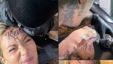 Photo of Woman defends decision to tattoo boyfriend’s name on forehead, says it’s an expression of love