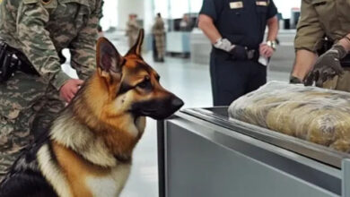 Photo of The police dog, seeing this bag at the airport