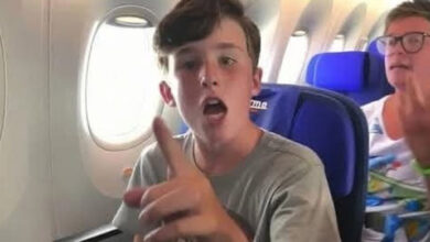 Photo of Spoiled Boy Mocks Stewardess Not Knowing