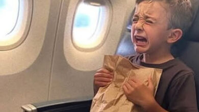 Photo of In the airplane restroom, I discovered a weeping young boy