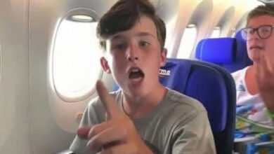 Photo of Spoiled Boy Mocks Stewardess